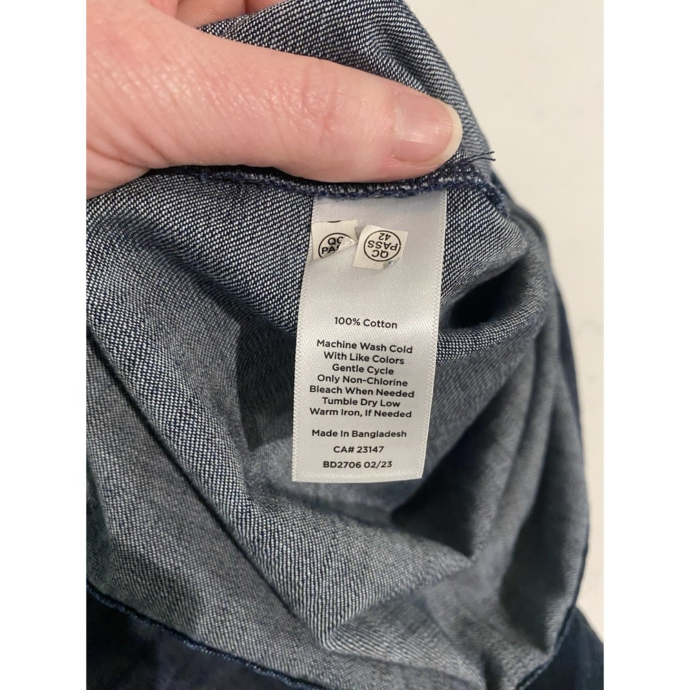 Talbots Denim Shirt Dress Size 10 100% Cotton Chambray Midi Dress Quiet Luxury - Picture 9 of 9
